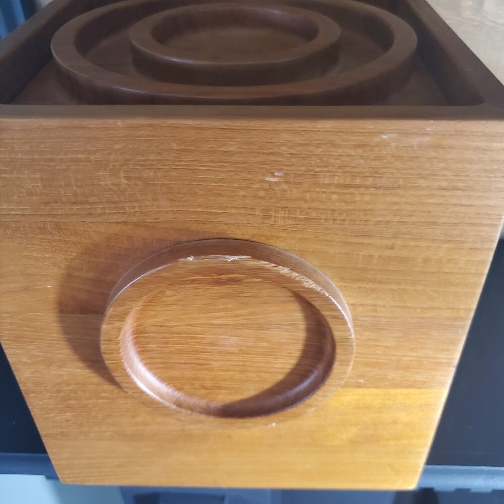 Vintage MCM Dansk IHQ Jens Quistgaard Teak Wood Cube Square Bullseye Ice Bucket - Picture 5 of 13